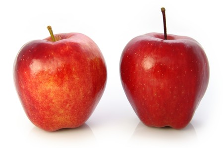 Red Delicious Apples. Whole fruit. Isolated on whiteの写真素材