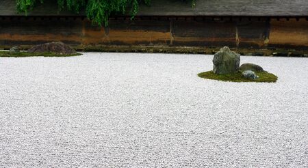 Rock Garden at Ryoan-ji Temple, Kyoto, Japanの写真素材