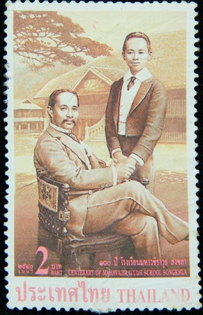 A stamp printed in Thailand shows  king Chulalongkorn,Centenary of Mahovajiravudh school Songkhla,circa 1997のeditorial素材