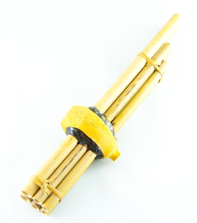 Lao reed mouthorgan on white background,isolatedの写真素材