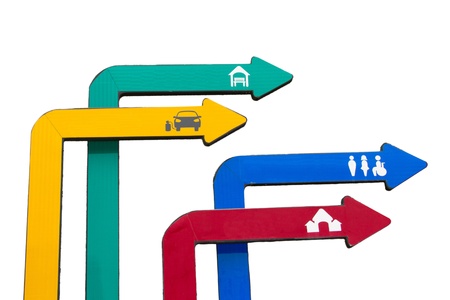 Colorful Signposted for people in the gas stationの写真素材
