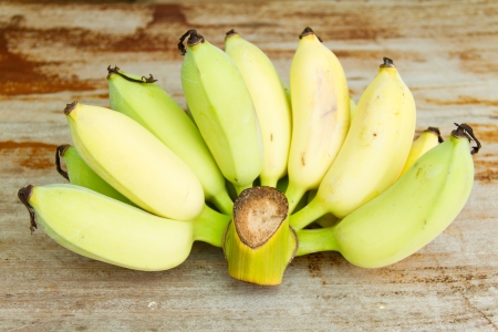 bananas on the wooden tableの写真素材