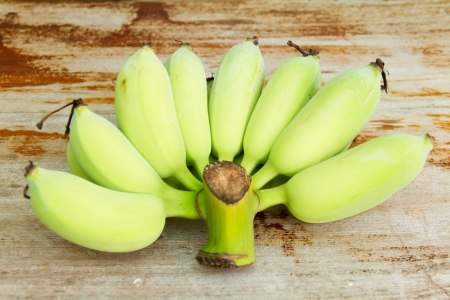 bananas on the wooden tableの写真素材
