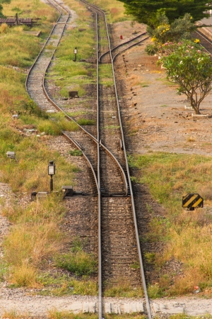 Railway and Crossing rail trackの写真素材