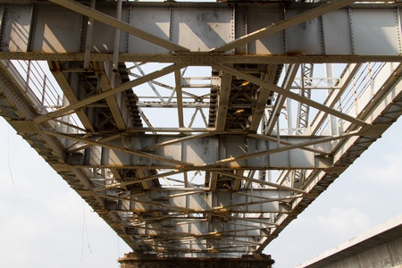 Railway bridge trusses on Chao Phraya River,Thailandの写真素材