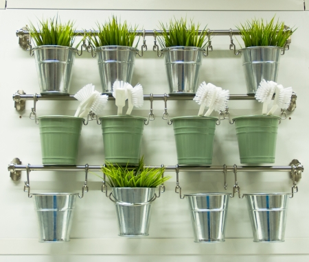 Shelves for brushes and plant
