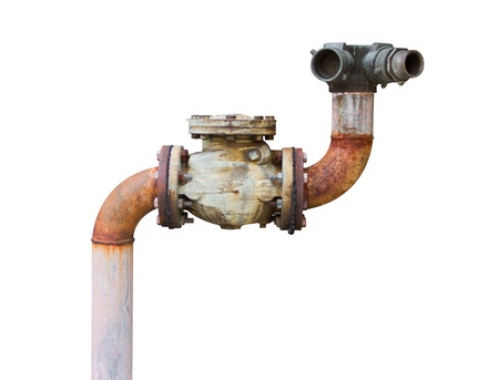 Double head of old fire hydrant on white background