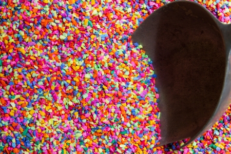 colorful fish tank gravel for backgroundの写真素材