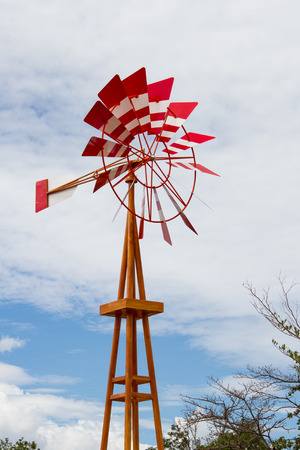 Red windmills in the farmの写真素材