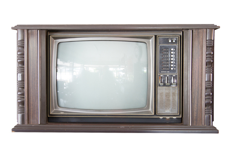 Old television on white backgroundの写真素材