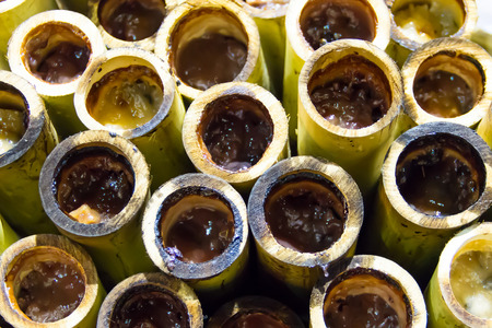 glutinous rice roasted in bamboo jointsの写真素材