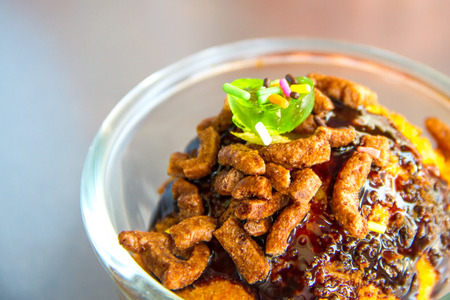 fried ice cream with toppingの写真素材