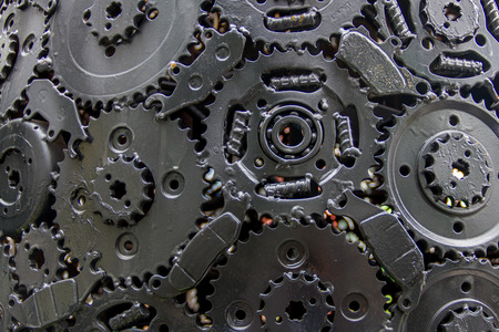 metallic gears and cogwheels for background