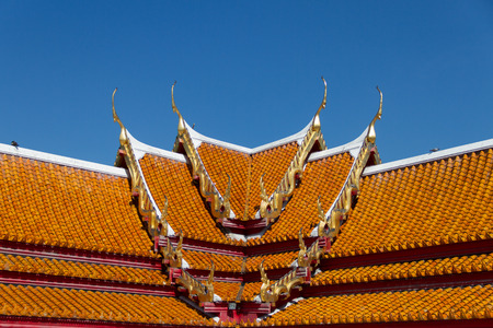 Church roof of a temple in Thailand