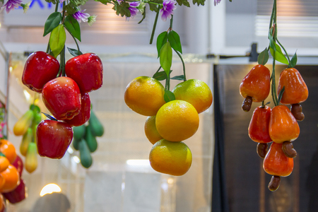 fruit fake hanging onの写真素材