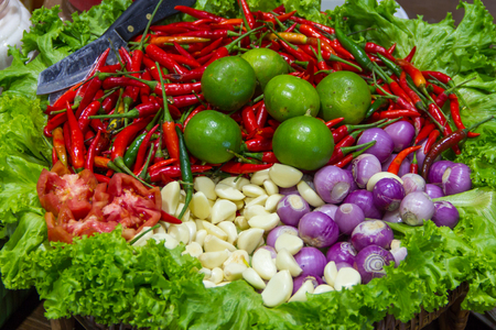 Ingredients for making Chili Pasteの写真素材