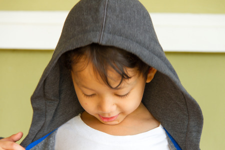 Little boy rapper on streetの写真素材