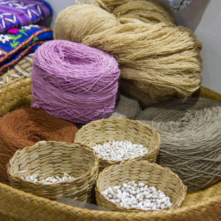 yarn in a basketの写真素材