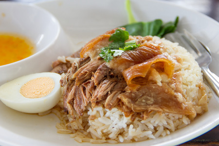 Stewed pork leg on riceの写真素材