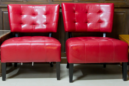 Leather sofa set in living roomの写真素材