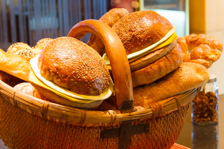 Bread in a basketの写真素材