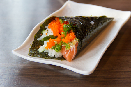 Rice wrapped in seaweedの写真素材