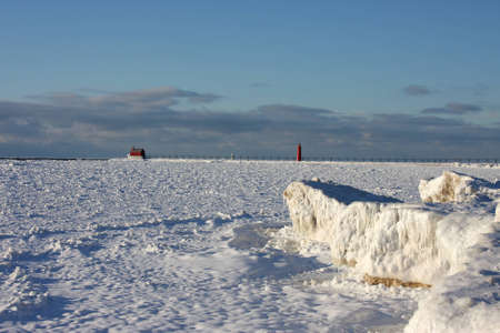 Great Lakes lighthouses in winterの写真素材