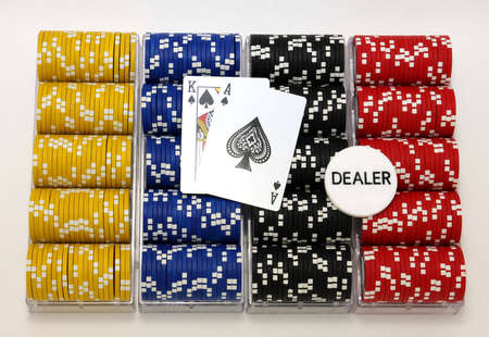 Racks of poker chips