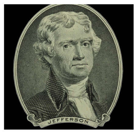 Thomas Jefferson image from two dollar billの写真素材