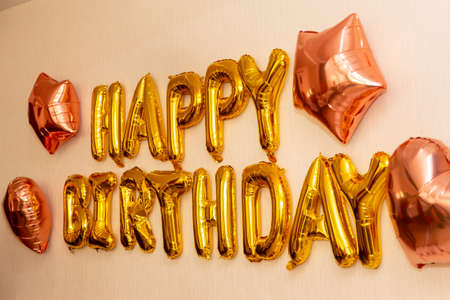 inflatable balloons words happy birthdayの写真素材