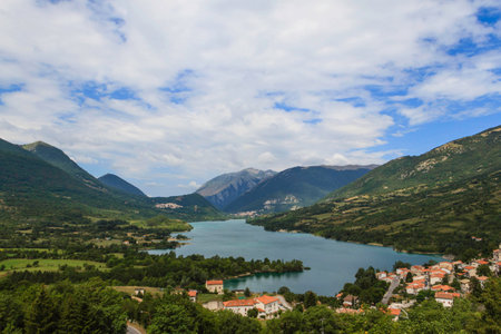 Lake and mountainsの写真素材