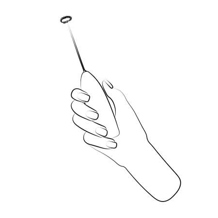 Milk Frother Device Landing Web Page Header Banner Template Vector. Milk Frother Kitchen Electronic Equipment, Utensil Kitchenware, Mixer Machine Illustrationsのイラスト素材