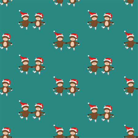 New Year Seamless pattern with cute bull. Vector printable background or endless decoration for Christmas design. Freehand style. Doodle. Wallpaper, textiles, wrapping, card, print on clothes.のイラスト素材