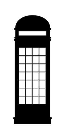 Black London phone booth. Icon English telephone Street box. For the interior. Flat vector illustrationのイラスト素材