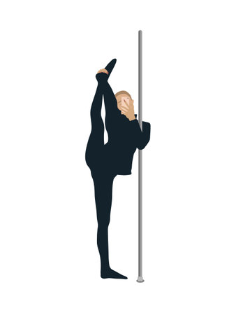 The girl is engaged in aerial acrobatics. Stock Vector Illustration for your business, scrapbook, magazine.のイラスト素材