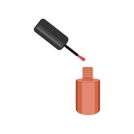 Nail polish bottle banner design. Stock vector illustration. For nail bar, beauty salon, manicurist, stickers and social media. Isolated on white backgroundのイラスト素材