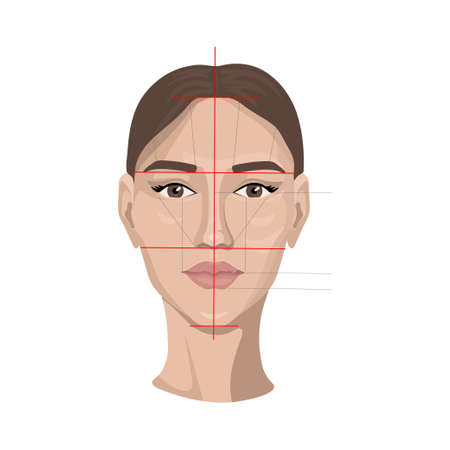 Beautiful girl with clear glowing skin after cosmetic procedures. Good results after applying beauty products and cosmetics. Skin care for the face, eyes and neck. Vector flat illustrationのイラスト素材