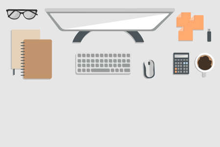 Top view of freelancer's desktopのイラスト素材