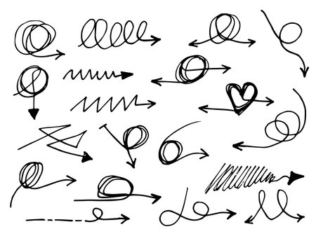 Doodle Vector Arrow Set. isolated on a white background.のイラスト素材