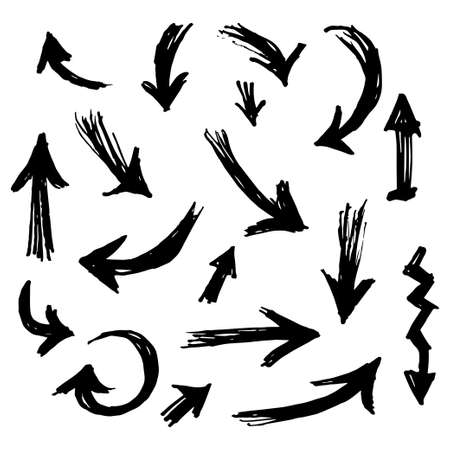 Doodle Vector Arrow Set. illustration of grunge style. isolated on a white background.のイラスト素材