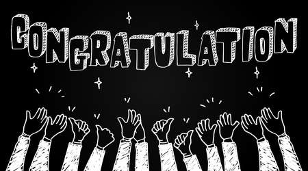 hand drawn of hands clapping ovation. applause, thumbs up gesture on doodle style , vector illustrationのイラスト素材