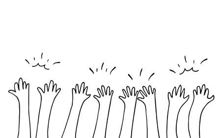 hand drawn of simple hands clapping ovation. applause, hands gesture on doodle style , vector illustrationのイラスト素材