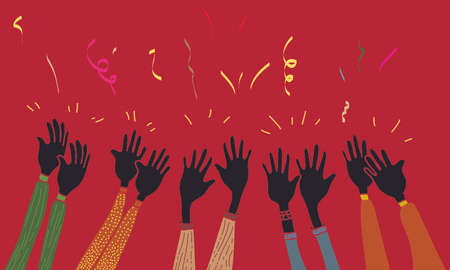 hand drawn of hands clapping ovation. applause, thumbs up gesture on doodle style , vector illustrationのイラスト素材