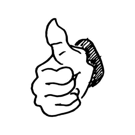 doodle hand gestures. icon hand for thumbs up. vector illustrationのイラスト素材