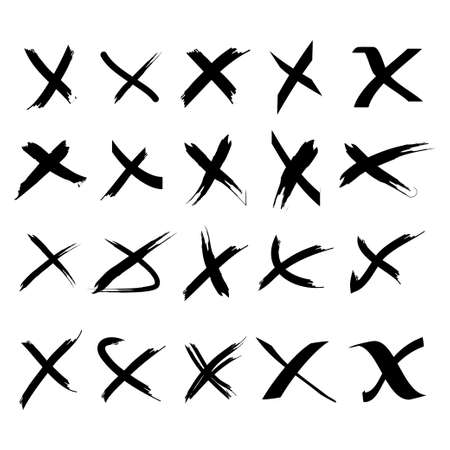 Hand drawn X signs. doodle set of wrong or false mark. vector illustrationのイラスト素材