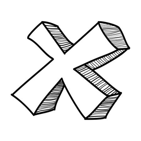 Hand drawn X icon. doodle of wrong sign or false mark. vector illustrationのイラスト素材
