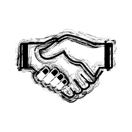 business handshake symbol, with stroke brushのイラスト素材