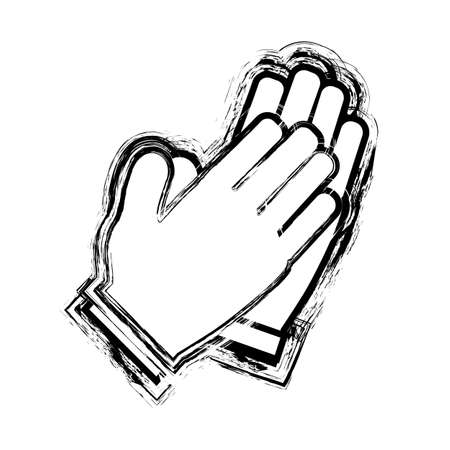 Clapping hands icon, with stroke brushのイラスト素材