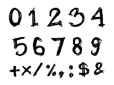 Set of Doodle Number Vector. sketch style figures, vector illustrationsのイラスト素材