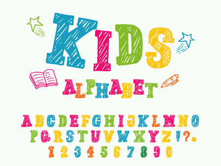 Hand-drawn vector letter. Uppercase letters. the doodle alphabet kids font style. modern brushed letteringのイラスト素材